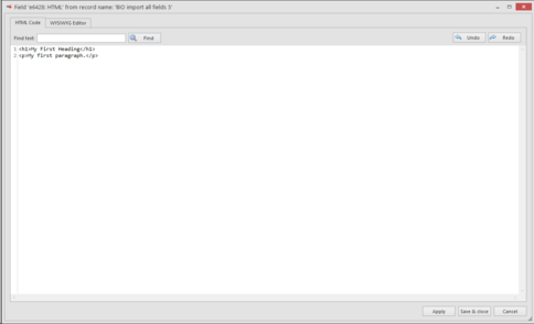 HTML editor